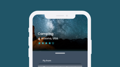 Upper screen of travel app mock-up 