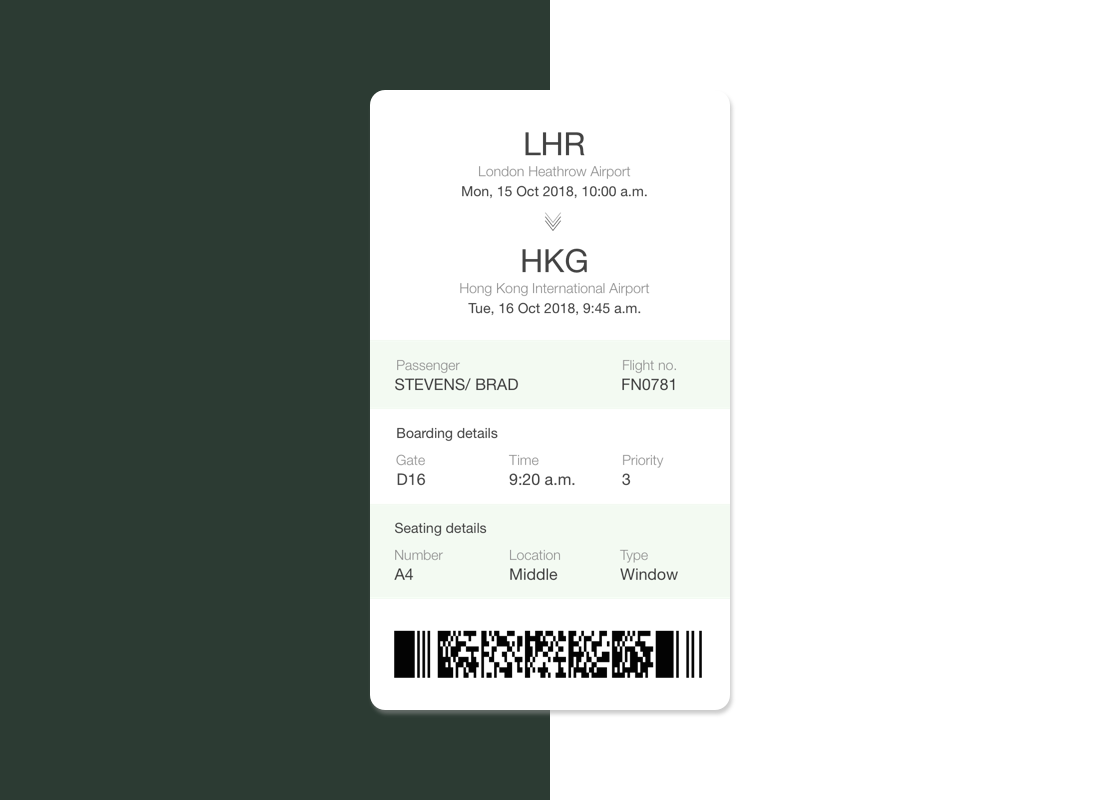 Mobile boarding pass with scannable barcode