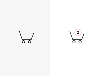 Empty shopping cart icon next to one with two items 
                                        